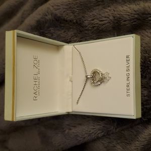 Sterling silver Rachel Zoe Heart & Crystal necklace on 18inch rope chain